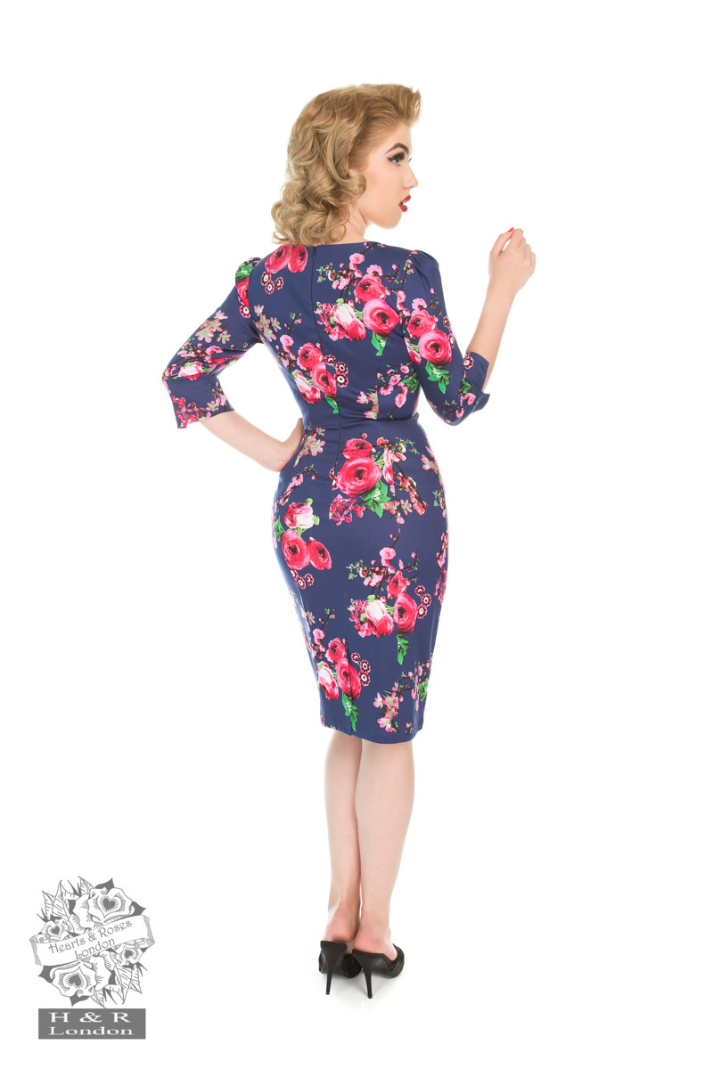 Midnight Garden Floral Wiggle Dress